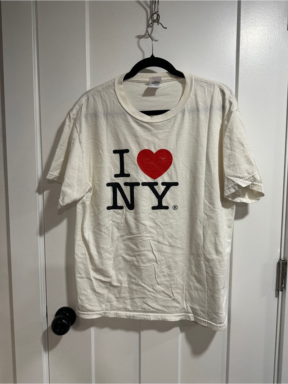 Fruit of the Loom I Heart NY Tee in Cream with Red Heart